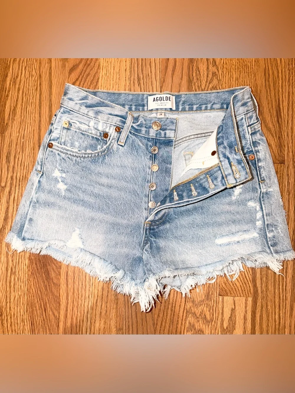 AGOLDE Light Blue Denim Shorts
